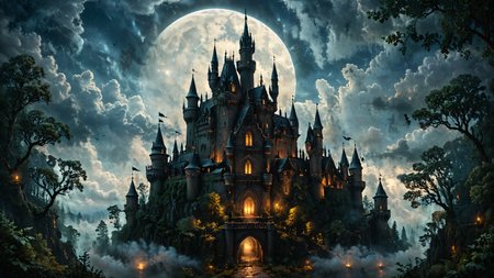 A Gothic castle with spires that reach towards the clouds, surrounded by a dark and mysterious forest,, Moonlight, cin3, octane render, concept art, trending on artstation  <lora:xl_more_art-full_v1:0.8> <lora:cine:0.7> <lora:Lost_In_Dreams:0.6>