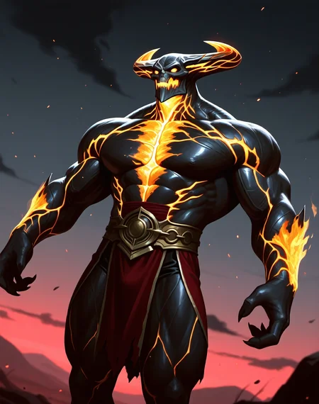 <lora:Corrupted_Shinnok_(Mortal_Kombat)_(Illustrious)_(AD):0.5> Corrupted Shinnok, muscular, Mortal Kombat,
dutch angle, exterior, battleground, dynamic action, dutch angle, anime dark night sky with detailed black clouds, 
unstoppable end boss, video game screenshot, male chest focus, bent arm, hyper muscular, 
large shoulders, large biceps, large thighs, large rounded protruding pecs, thick neck, wide thick upper body, 
BREAKvery awe, aesthetically pleasing, masterpiece, best quality, amazing quality, very aesthetic, perfect depth of field shot, masterclass color theory, in'ei, gradient style coloring, photographic realism, 8K CGI render, 
Smooth Quality, lazympos, IllustQualXL_Pos,