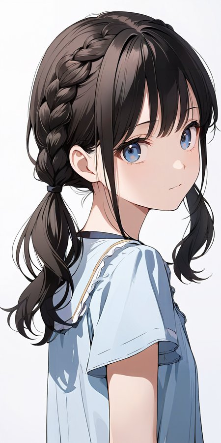 masterpiece,ultra-detailed,best quality,8K,illustration,cute face,clean skin ,shiny hair,girl,ultra-detailed-eyes,simple background, source-anime,<lora:add-detail-xl:1> <lora:braid twintail_XL_V1.0:0.8> braid twintail