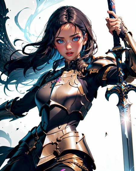 an illustration of a female paladin adorned in holy armor, wielding a sacred sword, furrowed brow, 
masterpiece, best quality, intricate detail, high background detail, high contrast,   <lora:emotion_angry_slider_v1:0.5>