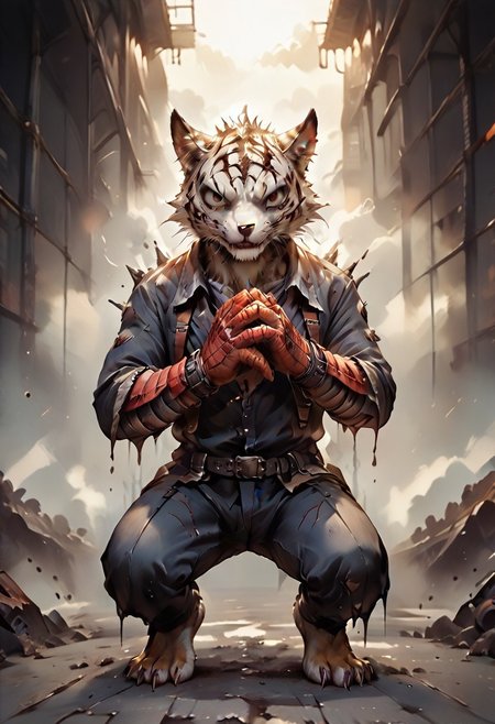 (((Barefoot furry character, full body, cinematic setting, furry male, plantigrade)))
The Beast is back, the Beast In Black 
The Beast is back, the Beast In Black 
Tormented and wounded, 
branded and persecuted 
Torn inside out yet here I stand 
Fierce anger, blind madness, 
invoke the Beast of Darkness 
No mercy 'cause they all must die 
Like a hellraiser, monster of rage 
Unleash the fury through your sword of hate 
Destroy and murder, retaliate 
Harness the power of the Beast In Black 
BREAK, intricate details, highly detailed, extreme detail, octane render, fine art, best quality, highres, (detailed face:1.5), ((full_body)), UHD, (((perfect hands))), low light, anime