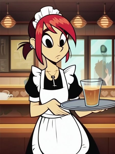 score_9, score_8_up, score_7_up, score_6_up, score_5_up, score_4_up, BREAK
MinaMonroe, short ponytail, necklace, maid uniform, holding tray, cafe, crowd, restaurant, 1girl, solo, detailed face, detailed eyes, detailed background, <lora:minamonroe-v2:1>