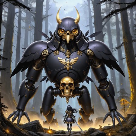 mountains of golden skulls,mecha  crow, outdoors, cathedral, duskull, dusk, yuuhi kurenai, the legend of zelda: tears of the kingdom, crows fall all over the ground, dark forest, lycoris radiata, 1girl, solo, 
best quality, high quality, highres, masterpiece, 
<lora:crow SDXL-000001:0.7>
 <lora:SDXL Detail Tweaker XL ç»èè°æ´å¨ -3 3:3>
 <lora:SDXL Darkness_Cinema:0.6>