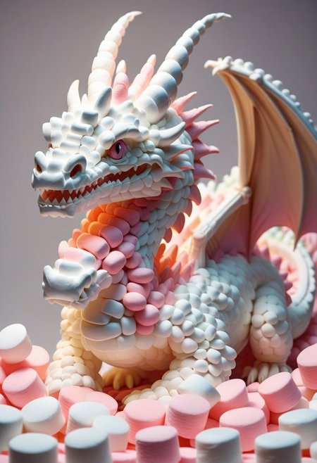 a dragon made out of Jed-mrshmlw  , <lora:MarshmallowStyle-000007:0.5>