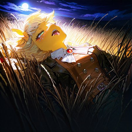 applejack , 1girl, blonde_hair , cloud ,colored_skin, furry, furry_female, long_hair,orange_skin ,outdoors, personification , solo, , wheat_field,Straw ,dot_nose, freckles, green_eyes , medium breast,night, moon,  deep night, galaxy,
green_pants, jacket,long_hair, official_alternate_costume, open_jacket, pants, single_braid, yellow_shirt,adapted_costume , braid ,brooch ,brown_belt, brown_jacket, buttons,detached_collar, knee_boots,
, pov, looking at viewer, lying, tongue ,tongue_out , open mouth, saliva,saliva_trail ,saliva_drip ,on back, suggestive_fluid, blush, rolling eye,
rella, rolua,  quasarcake:0.8, negative space,  very awa,
masterpiece, best quality, Good quality, very aesthetic, absurdres, newest, (Perfect details),
<lora:ponyv5_noobV065S_1_adamW:0.8>, <lora:illustrious_noobai_epsilon_pred_1_best_quality_v1:0.7> ,<lora:illustrious_noobai_epsilon_pred_11_very_aesthetic_v1:0.7> ,<lora:illustrious_noobai_epsilon_pred_1_masterpieces_v1:0.7> , <lora:Straw_thread:1>
