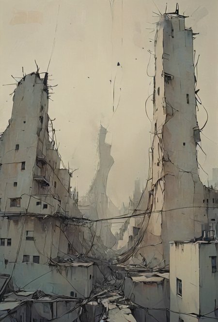 complex intricate explosion of a city... in space!, unfazed by tilted lines stuck on a roof-top, <lora:The_Line:.6>, <lora:- SDXL - otclillsn_impossible_geo_V1.0:0.8>,  <lora:Dark_Anime:0.8>