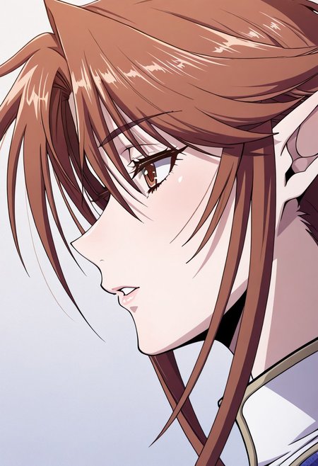 masterpiece, best quality, newest, highres, uncensored, 1girl, yokota mamoru style,1girl,
Elendia Veilt ,long hair,Brown Hair,elf,Pointed Ears,Gloves,long legs
1girl, solo, brown eyes, profile, parted lips, close-up, from side, bangs, portrait
