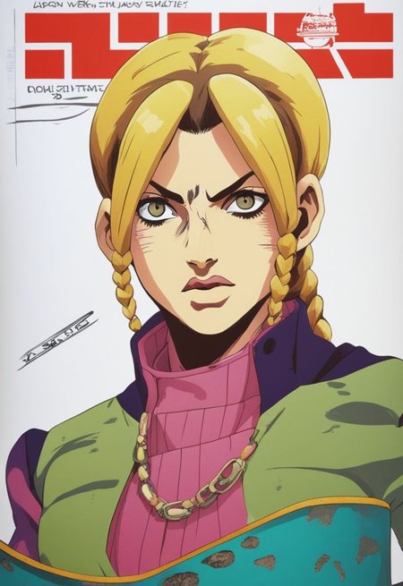 An image of a very smart lady jojoso style laisha <lora:SDXL-laisha-Lora:1>  <lora:SDXL-jojoso_style-Lora:0.8>