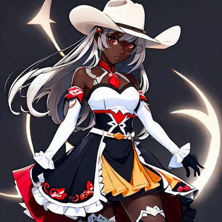 1girl, 3d, black background, cowboy shot, dark skin, dress, fingerless gloves, genshin_mualani, gloves, hair ornament, long hair, profile, red eyes, sandals, simple background, skirt, solo, white gloves, white hair <lora:Genshin_Mualani_pony:1> <lora:aidma-Image Upgrader-v0.1:1>  perfect hands <lora:MHXL_Scrantelly_Slimjane:1>