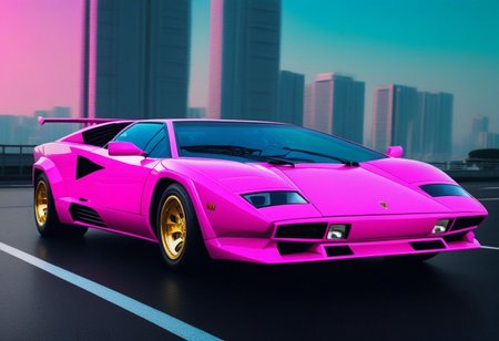 Lamborghini, tokyo, vaporwave style
