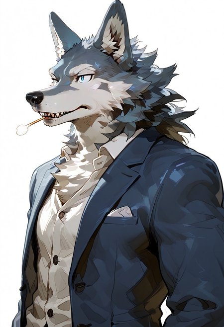 Luno - Furry Bara male sketch wolf [ Pony, Illustrious, NoobAI ]