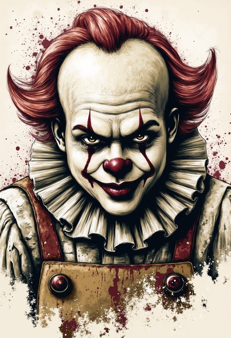 pst010, Horror clown grimaces,
