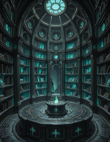 Buried deep within the necromancerâs fortress lies the Library of the Forgotten, an ancient, labyrinthine archive where no living hands have ever turned a page. The immense chamber stretches endlessly into the darkness, its towering bookshelves carved from obsidian and bone, spiraling upwards into unseen heights. The very air hums with an eerie resonance, filled with the whispers of knowledge long abandoned by the mortal world.
The shelves are packed with tomes bound in withered flesh, their covers etched with shifting runes that glow faintly with unholy light. Some books seem to breathe, their spines expanding and contracting like living creatures, while others are locked with chains of rusted iron, sealed by ancient curses too dangerous to be unleashed. Scrolls, brittle with age yet untouched by time, hover in the air, slowly unraveling and reforming, as if reading themselves in a silent, endless cycle.
At the heart of the library stands a massive circular desk, hewn from black stone and inlaid with veins of glowing green energy. Upon its surface, quills made from skeletal fingers hover above open grimoires, tirelessly transcribing forbidden knowledge in ink that shimmers like liquid shadow. Dust does not settle hereâonly the weight of forgotten secrets, pressing down like an invisible hand upon any who dare enter.
Above, the ceiling is a vast cosmic void, an endless expanse of swirling darkness where distant, malevolent stars flicker in unnatural constellations. Occasionally, something moves between the stars, a shape vast and unknowable, watching the library in silence.
In the farthest reaches of the chamber, towering stone monoliths stand, inscribed with ever-shifting text in a thousand dead languages. Some glow faintly, others pulse like beating hearts, their inscriptions rearranging as if whispering among themselves. The floor between them is covered in intricate ritual circles, their markings pulsating with a faint, necrotic glow, hinting at the presence of knowledge too terrible to be contained within mere books.
No footsteps ever disturb the silence, no voices break the eternal stillnessâonly the endless rustling of pages turning on their own, the quiet scraping of phantom quills, and the occasional, distant sound of something shifting among the shelves.
This is not a place of learning.
It is a tomb of knowledge, a repository of secrets too dangerous to be spoken, where books are not just readâthey watch, listen, and remember.
Style & Mood :
- Dark fantasy, gothic horror, necromantic aesthetics
- Cinematic, highly detailed, eerie lighting
- Infernal atmosphere, filled with shadows, glowing runes, and whispering books
- Inspired by the works of ZdzisÅaw BeksiÅski, H.R. Giger, and dark medieval occultism 
<lora:SDXLFaeTastic2400:0.4> <lora:extremely_detailed:0.4> extremely detailed,necromancer l1br4ry, <lora:necromancer_l1br4ry-i:1>, Masterpiece,best quality,hi res,8k,hi res,8k,award winning,(sharp focus, intricate, highly detailed),
