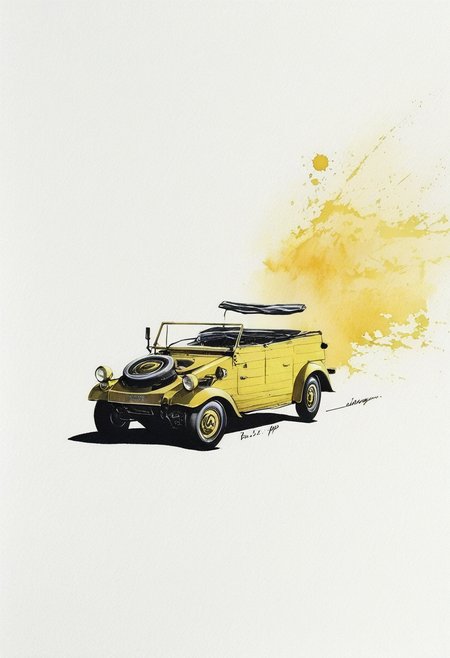 score_9,score_8_up,score_7_up,
Car illustration,dramatic lighting,high contrast,decorative,atmospheric,haunting beauty,texture,(dynamic angles),retro,subdued colors,splash art,highly detailed illustration,trending on Artstation,paint splatters,perfect composition,watercolor,sharp focus,intricate details,highly detailed,white background,
Red,black,gray,yellow,white,
<lora:Midjourney_5:0.6>,<lora:WaterColorV3:0.8>,watercolor,<lora:Kübelwagen_illustrious:0.9>,kubelwagen,no human,german grey,