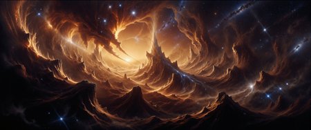 when the master shakes the heavens, 
when the luminaries hide, 
we call upon the absolute, 
tainted skies, 
when the wind repeats the motion, 
and the raging sea abides, 
we gaze upon the shadows, 
in a tainted sky, james webb space telescope, nebula, <lora:james_webb_space_telescope-flux-by_motimalu:0.36> <lora:style-cosmic_web-flux-by_donmischo:0.36> <lora:style-dark_landscapes-flux-by_andreac75:0.84> <lora:style-fantastic_landscapes-flux-by_artifyai:0.76> <lora:image_enhancer-flux-by_dever:0.6>