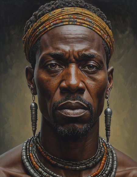 oil painting of african man,dark shot,dramatic,extremely detailed,intricate,by Greg Rutkowski