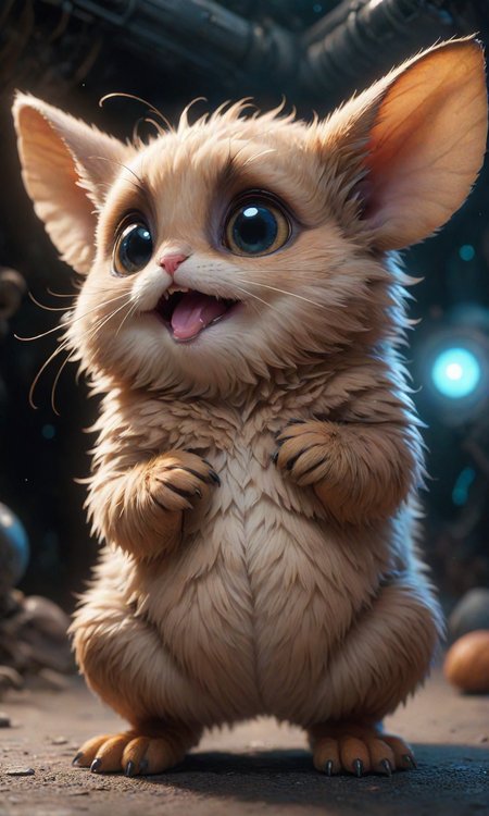 The cutest creature of the universe, by Hfuturet, hyperrealistic digital art, trending on Artstation HD, 4k, 8k, detailed, intricate detail, high quality, sharp focus, illustration, concept art, masterpiece, award winning, unreal engine 5, octane render, dramatic lighting, cinematic, highly detailed, centered, hd, beautiful, <lora:Fast:0.69>
