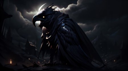 (masterpiece, best quality, fullscreen), [(full body:0.9)::0.3] portrait (photo of a small death [magical being:reaper:0.4] inspring fear and sorrow:1.5), <lora:EYES darkness_v100:0.7> (at night, darkness, no light), (wearing black ragged Spellweaver Cape:1.4), (Scorpion body shape:1.2), (Eagle head:1.1), (many Clawed Appendages:1.1), <lora:EFFECT ral-zkeleton-sd15:0.5> zkeleton, <lora:MONSTER ral-mythcr-sd15:0.3> (ral-mythcr:1.2), (background old medieval battlefield full of bodies), Swirling black ink clouds and the full moon in the sky), (Mysterious Glow lighting:1.3), , <lora:BACKGROUND Fantasy-000004:0.5>, , , (look at the viewer:0.9), , <lora:SLIDER muscle_slider_v1:0.5>, <lora:LIGHT nLoRA:0.6> dark theme, <lora:QUALITY PotatEnhancer_V1_6:0.1>, <lora:QUALITY image enhancer high_v1:0.2>, <lora:QUALITY add_detail:0.3>, <lora:QUALITY BG2_dpep4+silicon29dim64:0.1>, (Full body Shot, Shallow Focus Shot, Low Angle Shot:[1.2:0.5:0.1]), heavily detailed, whimsical, gloomy, , (sharp focus), , (no humans), emely detailed, Octane render, 8K HD Resolution, detailed, intricate detail, trending on artstation, 4k HDR, complex, luminous, glowing cinematic lighting