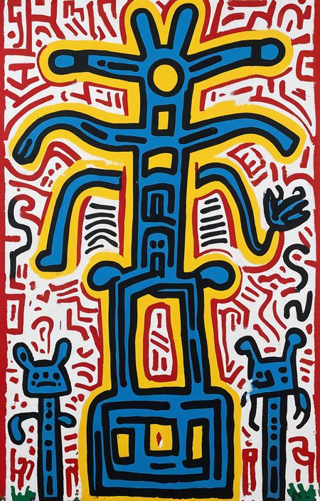 masterpiece,best quality,<lora:tbh164-sdxl:0.9>,illustration,style of Keith Haring, animals