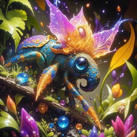 highly detailed, intricate, detailed background, award-winning macro photo, (short depth of field:1.2), (fractal art:0.9), in the jetcurbled and astonishing savannas of planet "mancsphere prime", the (bewildering diminutive:1.4) "rancorous naggerjiggler" with its yamboozled (colorful blooms:1.3) and (long coiled appendages:1.1) harvests moisture from the izzled air with (delicate translucent membranes:1.1), dry biome, (dappled sunlight:1.1), golden ratio, in the style of ck-ovf, amanoer, arsmjstyle, dnddarkestfantasy, aidmamj6.1, 
<lora:style-oneviolentfantasy-ep21-flux-by_chronoknight:0.72> 
<lora:style-yoshitaka_amano-elden_ring-flux-by_alicient:0.56> 
<lora:style-dnd_dark_fantasy-flux-by_arsmachina:0.68> 
<lora:midjourney_61-v0.4-flux-by_aidma:0.8> 
<lora:faetastic_details-flux-by_faeia:0.64>