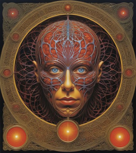 "Tool" Metal album cover, poster, style by Alex Gray