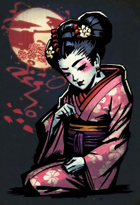 comicish artwork in dgst artstyle, geisha