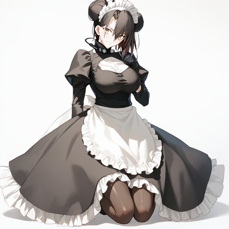 <lora:Takeuchi_Takashi_PonyXL_style_v01:1>
<lora:agent.pony:1>
score_9 , score_8_up , score_7_up , source_anime , 
masterpiece , best quality , ultra-detailed , 
BREAK
agent \(girls' frontline\), maid
1girl , woman , huge breasts , light smile , light blush , ((jeanne d'arc (fate)):0.5)  , 
long black hair  , maid dress ,  
kneeling