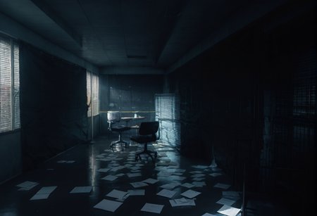 ,ruanyi0943,blinds,indoors,paper,
no humans,<lora:0943 Untitled_v1_pony:0.9>, score_9,score_8_up,score_7_up,,8k,1girl,solo,,