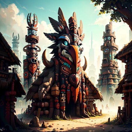 detailed masterpiece  <lora:totempunkai_v20:.7> totempunkai totem city