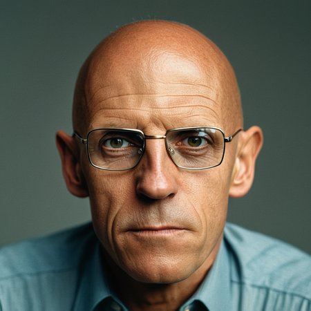 professional studio portrait photo of michelfoucault man ,  GQ photoshoot,   tight focus, model shoot, simple  background, classical english gentleman clothing,  rim lighting, perfect cinematic lighting,  head and upper torso, eye contact
(indistinguishable from reality:1.4) detailed facial features, detailed skin texture, natural skin texture,  detailed cloth texture,  perfect eyes, detailed iris,
analog, raw, f2, 35mm, . 8k, highly detailed,  (high quality, best quality:1.3), Extremely high-resolution, film grain, dslr, Kodak Portra 400 camera f1.6 lens, 35mm, Fujifilm Superia Premium 400, Nikon D850,
<lora:add-detail-xl:0.25>   <lora:michelfoucaultXL_10-17-23_v1.6:0.95>