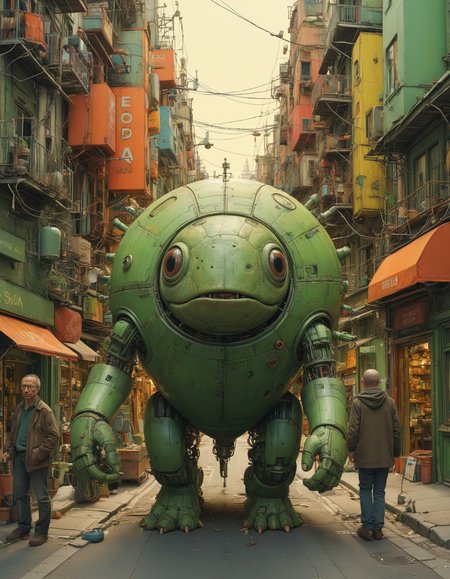 by Mattias Adolfsson and Shaun Tan, hyper realistic medium full shot photo of  a (genetically-engineered being navigating their new world:1.1),  (striking , nostalgic , masterful:1.4), poster art, bold lines, hyper detailed, award winning,  dark limited color palette, high contrast, depth of field, (intricate details, masterpiece, best quality:1.4)
Pastel Green color filter lighting,  looking at viewer, dynamic pose, wide angle panoramic view,
<lora:add-detail-xl:0.5> <lora:xl_more_art-full_v1:0.5> <lora:looking_at_viewer:2>