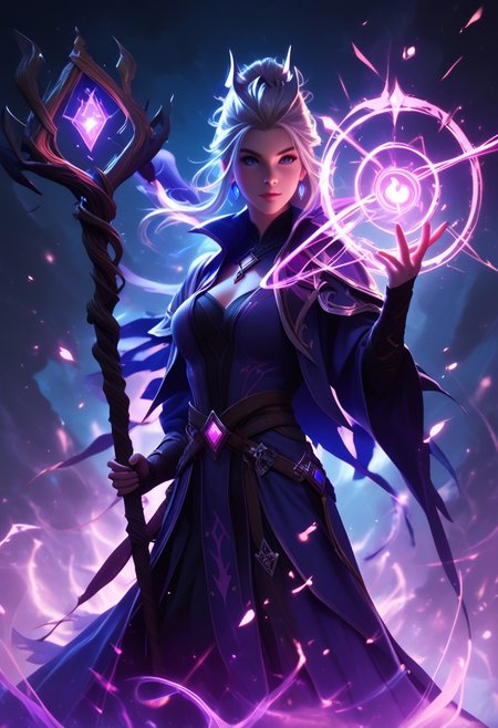 score_9,score_8_up,score_7_up, wizard holding a glowing mage's staff, readying for battle, glowing symbols on the staff, magic, spell casting, fantasy scene