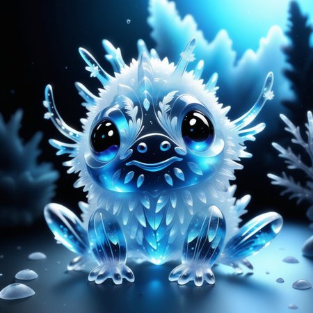 a cute creature made out of Jed-Blmicry,  <lora:BioIceCrystalStyle-000006:0.7>, masterpiece, full of details,