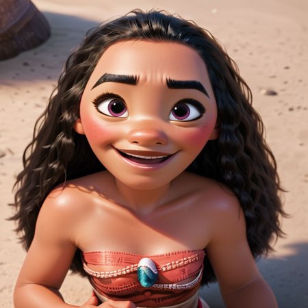 score_9, score_8_up, score_7_up, score_6_up, score_5_up, score_4_up, rating_explicit, Moana, on the ground, barefoot, small breasts, small smile, blushing, looking up at viewer