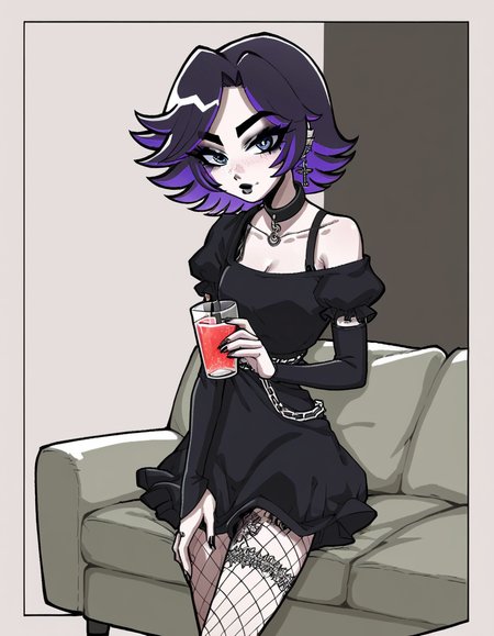 score_7_up, score_8_up, score_9, 1girl, solo, afs_ksusha, ksusha_def_afs_outfit, perfectrelaxing on her couch, holding glass, (drinking)