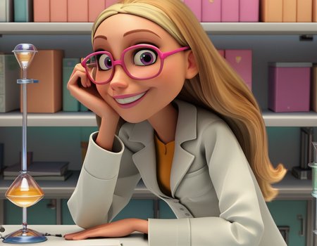 score_9, score_8_up, score_7_up, source_anime, <lora:honey-lemon-movie-ponyxl-lora-nochekaiser:1>, honey lemon, long hair, blonde hair, 3d,, glasses, pink-framed eyewear, coat, labcoat, white coat,, indoors, smile, looking at viewer, solo, sitting, head rest,, cowboy shot, dutch angle