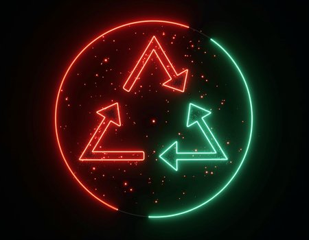 A top-down view of a circular image that is shaped like a triangle with a black arrow on it. The colors are red and green, the arrow is pointing to the right and has a black arrow pointing to the right. The image is very dark, and it is an illusion of an illuminating area. There are a lot of red dots and lines in the middle, going across the image. This creates a sense of depth and movement.dramatic lighting,