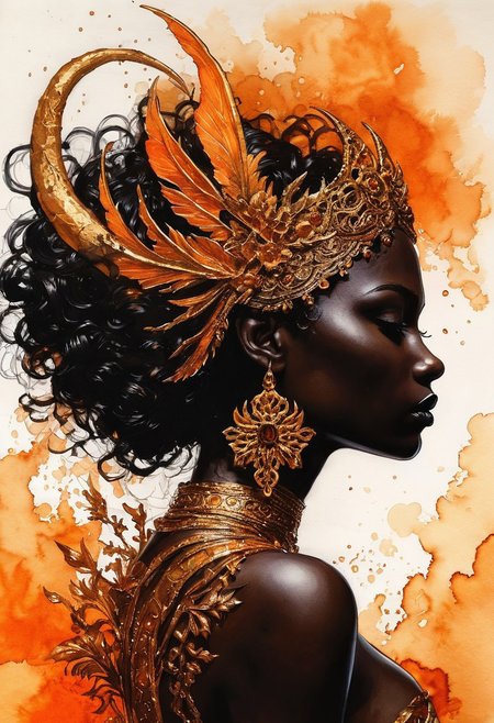 Silhouette Art, breathtaking ( absurdres divine aesthetic  FaeTastic extravaganza alcohol ink sketch). amazing, fine, detailed, masterpiece, lovely, charming, awe-inspiring, radiant, magnificent. (all dark hues and fine vibrant orange glowing smoldering accent and shiny gold color scheme:1.02). glossy.
<lora:InkArtXL_1.2:0.4> <lora:FaeTastic:0.35> . award-winning, professional, highly detailed . extremely high-resolution details, photographic, realism pushed to extreme, fine texture, incredibly lifelike, high contrast, well defined .