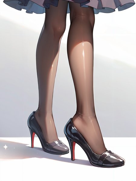 score_9, score_8_up, score_7_up,source_anime, high res image,masterpiece,best quality,(girl:1.0),cute face,clear skin,shiny hair,ultra detailed eyes,
 <lora:stiletto heels_pony_V1.1:1> stiletto heels, pantyhose,close up