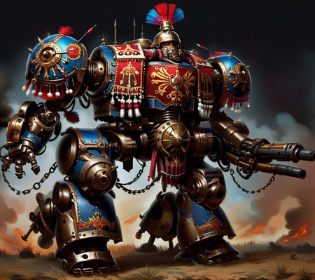 <lora:CulturePunkAI_2:.9>KazakPunkAI   battle mech  Highly detailed, amazing, Impressive lighting, vibrant colors, Ultra Realistic, High quality, Highly detailed, trending on artstation