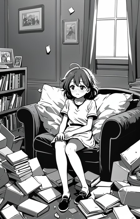masterpiece,best quality,<lora:tbh373-sdxl:0.6>,illustration,style of exhausted people ,greyscale and white,comic portrait of idolmaster cinderella girls,