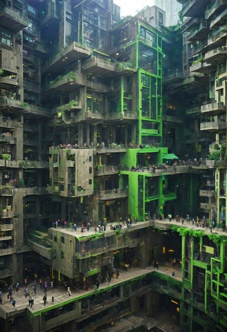 by Dom Qwek and Denys Lasdun,  (magnificent , Abstract Expressionism but extremely beautiful:1.4), (intricate details, masterpiece, best quality:1.4) ,
Cyberpunk style scenery, neon, dystopian, futuristic, digital, vibrant, detailed, high contrast, reminiscent of cyberpunk genre, , looking at viewer, dynamic pose, neon green and purple hue
<lora:add-detail-xl:1> <lora:xl_more_art-full_v1:0.5>  <lora:NicolaSamori:0.5> in the style of nicola samori <lora:looking_at_viewer:2>