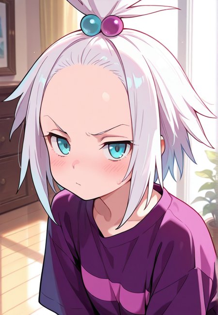 masterpiece, best quality, amazing quality, very aesthetic, absurdres,  newest, detailed background,
roxie, 1girl, topknot, forehead,
 <lora:Roxie_-_Pokemon_Illustrious:1>