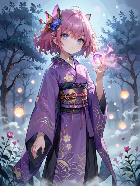 score_9, score_8_up, score_7_up,source_anime,
female, solo, kimono, fog, bokeh, rim light, mystical lighting, fog, particle, 
 <lora:style07:0.7>