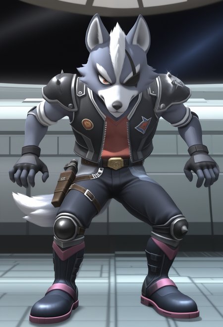 masterpiece,best quality, amazing quality, 1boy, solo, wolfSF, wolf boy, eyepatch, red shirt, 64 black vest, 64 pauldrons, 64 black pants, 64 black boots, 64 gun holster, 64 black fingerless gloves, 64 knee pads

 
space, space ship, 
