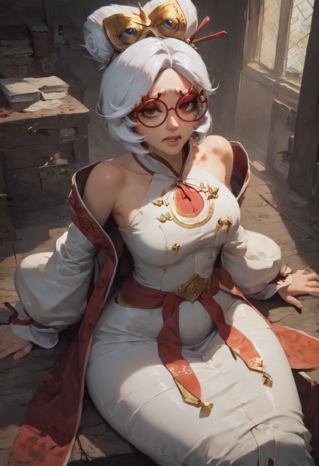 score_9, score_8_up, score_7_up, pinup girl pose, Expressive, volumetric lighting, mood lighting, cinematic lighting, dark cinematography, semi realistic, view from front, focus on stomach, purah from the legend of zelda, white hair, red round glasses, fully-clothed, short, tears, tears running down cheeks, bruised, hollow look in eyes, extremely forlorn expression, eyes half shut, frowning, looking at viewer, huge tits, huge ass, nine-months pregnant, body tense, wet and sweaty, glistening skin, drooling, snot running from nose, sitting on chair, medieval inn,
BREAK
dramatic angle, unique perspective, unique angle