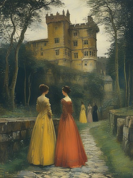 masterpiece,best quality,<lora:tbh104-sdxl:1>,outdoor,landscape,style of Edwin Austin Abbey,illustration,