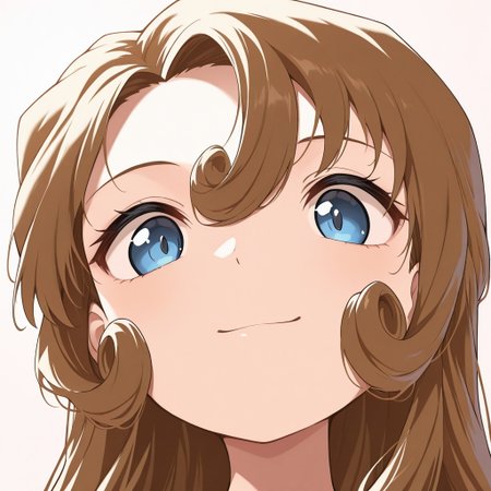 masterpiece, best quality, highres, simple background, looking at viewer, big head, from below, smile,
1girl, solo, kudo yukiko, blue eyes, 
<lora:kudo_yukiko_il_v1:1> <lora:goofy_ahh_big_head_il_v1:1>