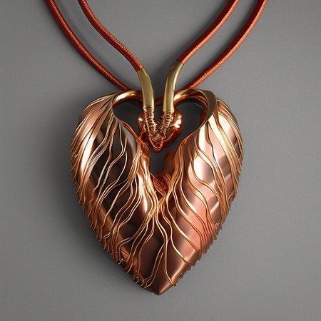 heartart,realistic metal heart  made out of  yellow cables, (wings:1.5), dblx, photohelper, render, cgi, 3d, extremely detailed,copper wire veins, colored backdrop, photohelper