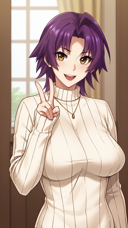 score_9, score_8_up, score_7_up, score_6_up,1girl,<lora:Marina:0.9>,ahoge,purple hair,parted bangs,medium hair,BREAK
<lora:TruckKun_Style_Lora_V3:0.3>,<lora:takeda_hiromitsu_style_xl_goofy:0.7> takeda hiromitsu style,happy,big head,large breasts,sweater,peace sign,BREAK